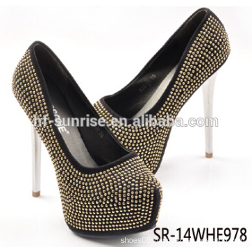 SR-14WHE978 rivet high heel shoes fashion new ladies high heel shoes women high heel shoes